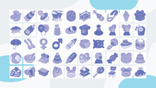 Baby Shower Blue Icons Pack