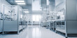 Leinwandbild Motiv Pharma, pharmaceautical clean room, industrial design for large scale chemical production in controlled sterile conditions, generative AI industrial interior, panoramic banner.