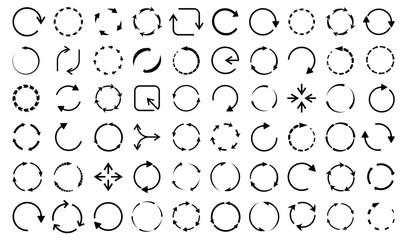 Aufkleber - Black arrow collection. Circular arrow icons. Set of black arrow