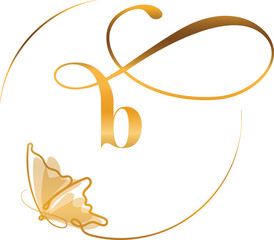 B letter logo gold modern logo 2023
