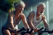Retirees and seniors do aerobic exercise to stay healthy. Ai generated.