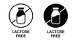 Lactose free vector icons set. No milk symbols. Lactose free food package illustration