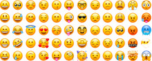 Big Set Of Emoticons. Funny Emoticons Faces With Facial Expressions. Full Editable Vector Icons. Detailed Emoji Icons. IOS Emoji Set.