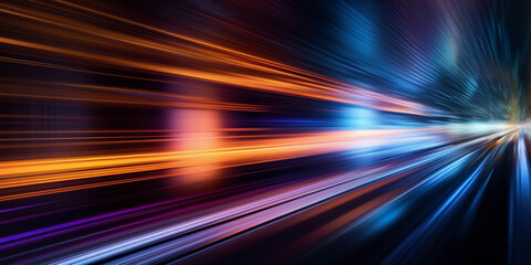 Wall Mural - abstract long exposure dynamic speed light trails background. generative ai