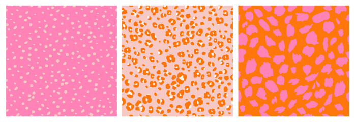set of abstract leopard skin seamless patterns. animal print. geometric folklore ornament for backgr