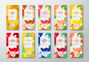 Wall Mural - chocolate label template set. abstract shapes vector packaging design layout with realistic shadows 