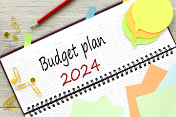 Budget plan 2024. text on the diary. Budget planning concept