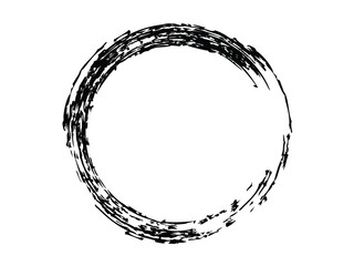 Wall Mural - Grunge circle made of black ink using art brush.