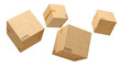 Kraft box. Boxes flying. Cardboard package made in 3D and rendered. PNG transparent.
