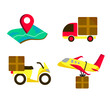 Delivery icons  vector set . Map   earth  aircraft  motorcycle  delivery  truck  online store