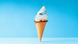 Ice cream on blue background, generative ai

