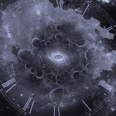 Wall Mural - eye and clock face