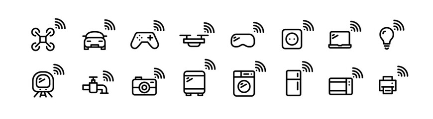 Wall Mural - internet of things. simple icons of electronic devices. home appliances, vehicles and computers. pix