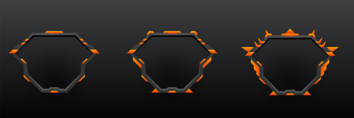 Wall Mural - futuristic black and orange color border game gui avatar banner frame template