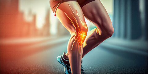 Runner's knee injury doing sport 