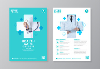 Corporate healthcare and medical cover and back page a4 flyer design template for print