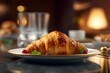 fresh and tasty croissant served in a caffee, ai tools generated image
