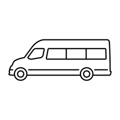 Wall Mural - Minibus icon. Black contour linear silhouette. Side view. Editable strokes. Vector simple flat graphic illustration. Isolated object on a white background. Isolate.