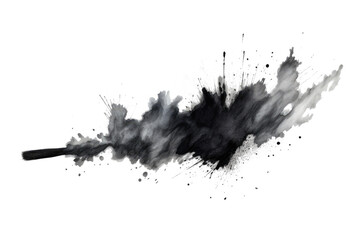Abstract black in splash, paint, brush strokes, stain grunge isolated on clear background, Japanese style with Generative AI.