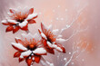 Czerwone kwiaty, zimowe tło abstrakcja. Generative AI
