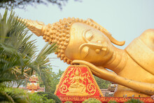 Reclining Buddha At Wat That Luang Tai, Vientiane, Laos