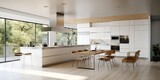 Fototapeta Krajobraz - Sleek Modern Kitchen Interior Design AI Generated Generative AI