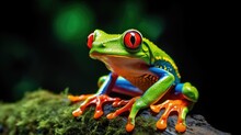 Red Eyed Tree Frog In Vibrant Colors