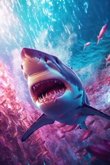 Wall Mural - shark in vibrant colors, Sunny Nature photo