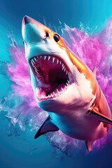 Wall Mural - shark in vibrant colors, Sunny Nature photo