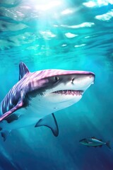 Wall Mural - shark in vibrant colors, Sunny Nature photo