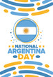 © scoutori - Argentina National Day. Happy holiday. Independence and freedom day. Celebrate annual. Argentina flag. Patriotic argentine design. Poster, card, banner, template, background. Vector illustration