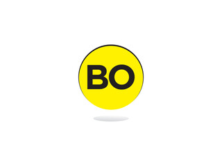 Elegant Letters BO Circle Logo, Creative Yellow Color Bo ob Minimalist Logo