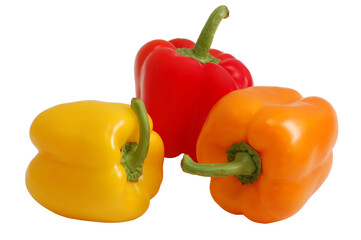 Wall Mural - Fresh Pepper, red yellow and orange, isolated on white with clipping-path included