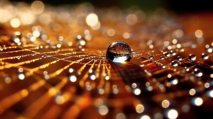 Dewdrop on a net of a spider