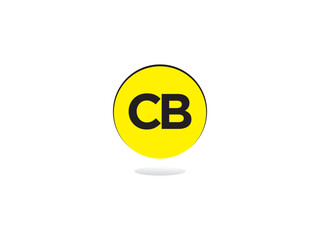 Premium Bold CB Letter Logo, Unique Circle Cb bc Logo Icon With Yellow Background