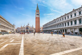 Fototapeta Natura - Spectacular cityscape of Venice with San Marco square with Campanile and Saint Mark's Basilica.