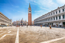 Spectacular Cityscape Of Venice With San Marco Square With Campanile And Saint Mark's Basilica.