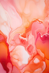 Sticker - Orange and pink alcohol ink background. Abstract colorful texture. Generative AI.