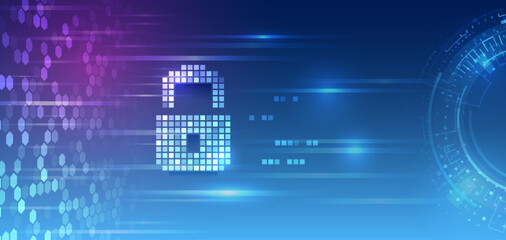 Fototapete - Hi-tech various background. Cyber security for business and internet projects. Vector illustration of data security services. Data protection, privacy, and Internet security concept