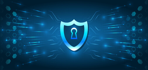 Fototapete - Data protection, privacy, and internet security concept. Hi-tech various background. Cyber security for business and internet projects. Vector illustration of data security services.