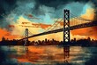 © Kanisorn - Art old style San Francisco retro design Illustration. Generative AI
