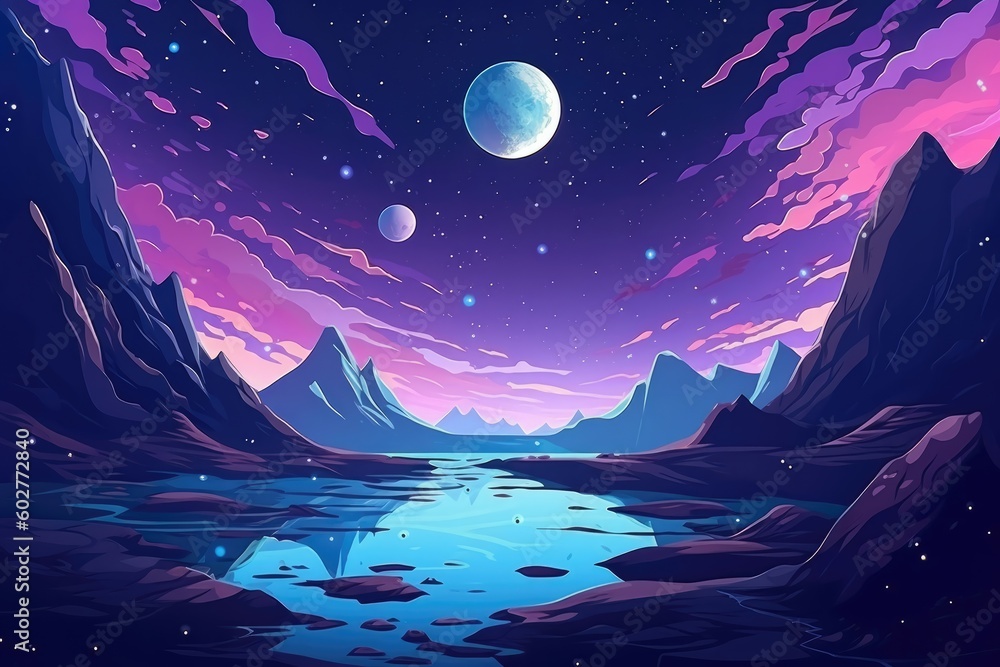 Pixel art space background. Generative AI Stock Illustration | Adobe Stock