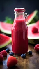 Indulge in the sweet embrace of summer with this luscious strawberry smoothie. Sip, savor, and let the fruity bliss take you away. Generated by A