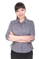 Wall Mural - young businesswoman over white background