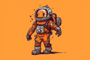 Wall Mural - cartoon character wearing an orange space suit generative ai
