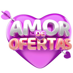 Canvas Print - AMOR DE OFERTAS DIA DOS NAMORADOS SELO 3D