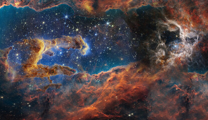 Wall Mural - somewhere in extreme deep space far galaxies and stardust. science fiction background. elements of t
