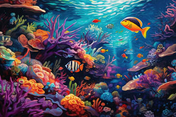 Naklejka na meble tropical coral reef generative ai