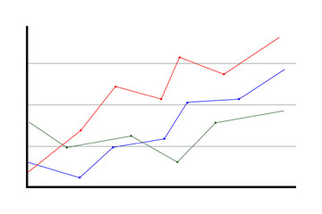statistic, economic, financial or business graph with axes and lines. example of graphic data diagra