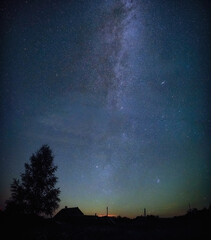 Wall Mural - stars sky and milky way in countryside